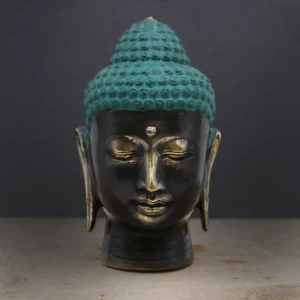Stor Buddhahuvud i antik mässing - produktbild 2