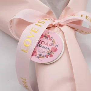 Stor bukett med rosa tvålrosor med presentkort - produktbild 2