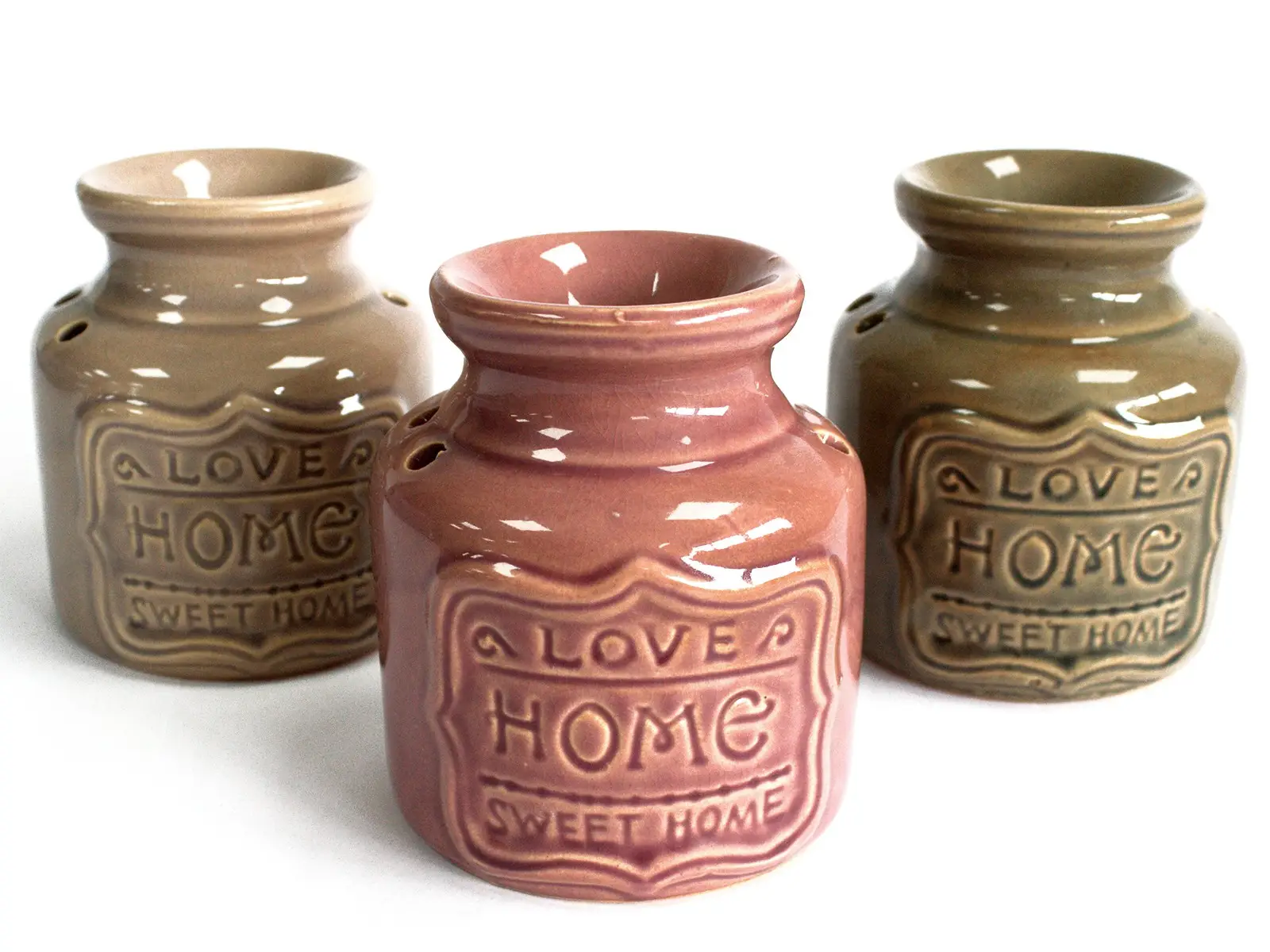 Stor doftoljevärmare i keramik gråbrun Love Home Sweet Home - produktbild 2