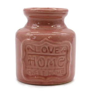 Stor rosa keramisk doftoljevärmare med texten Love Home Sweet Home