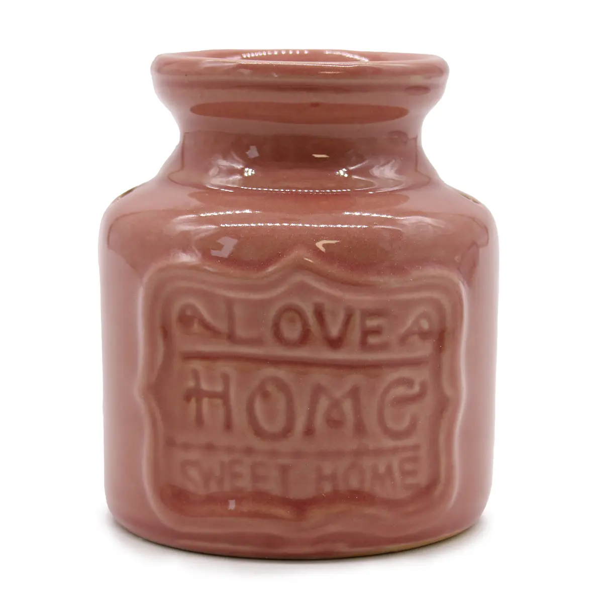 Stor rosa keramisk doftoljevärmare med texten Love Home Sweet Home