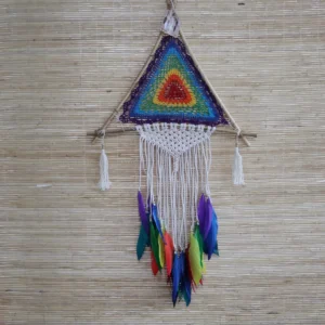 Stor färgglad drömfångare med pyramidform från Bali - produktbild 6