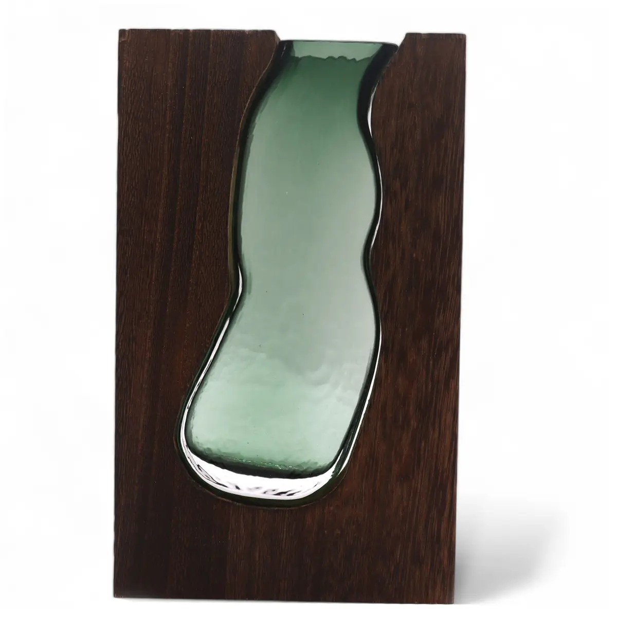 Stor glasvas och terrarium med mörk bas i tungträ 18x5x32 cm - produktbild 2