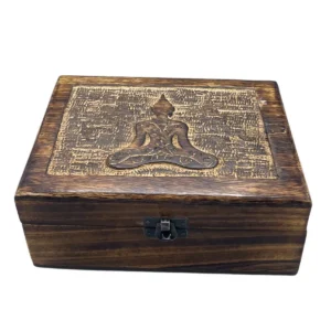Stor handgjord träask med Buddha-motiv 20x15x7,5 cm - produktbild 3