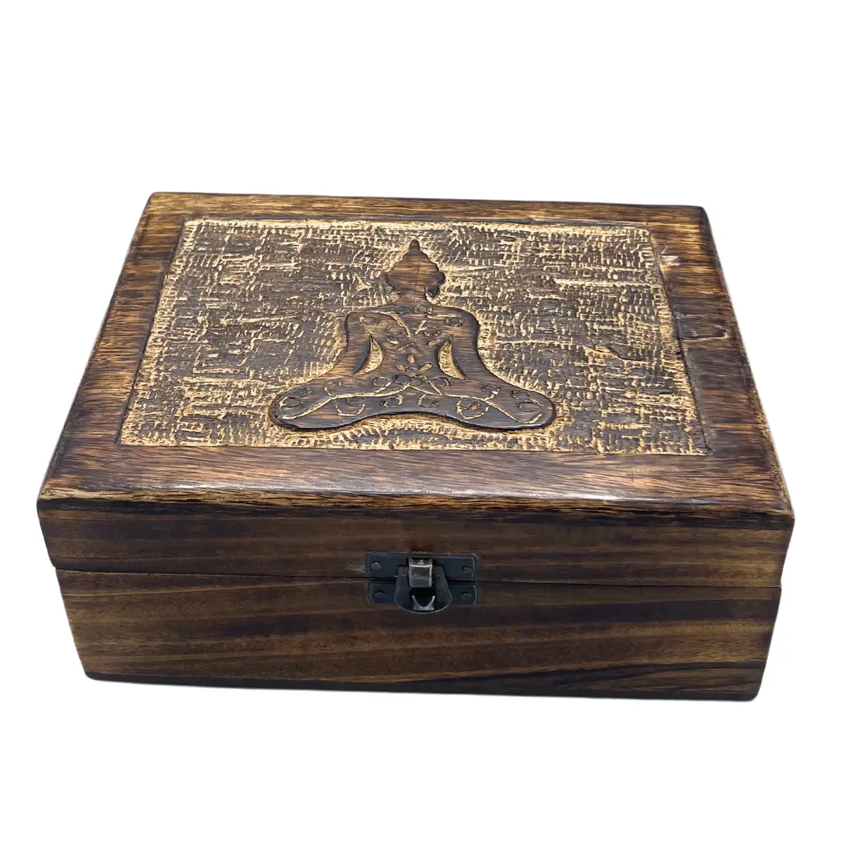 Stor handgjord träask med Buddha-motiv 20x15x7,5 cm - produktbild 3
