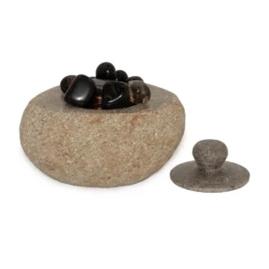 Stor jordningskruka i naturlig flodsten med lock 15x12 cm - produktbild 8