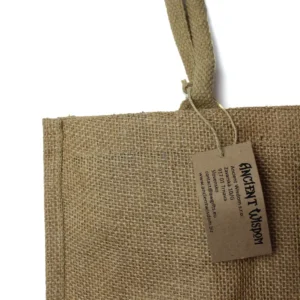Stor juteshoppingväska med flaskhållare - produktbild 4