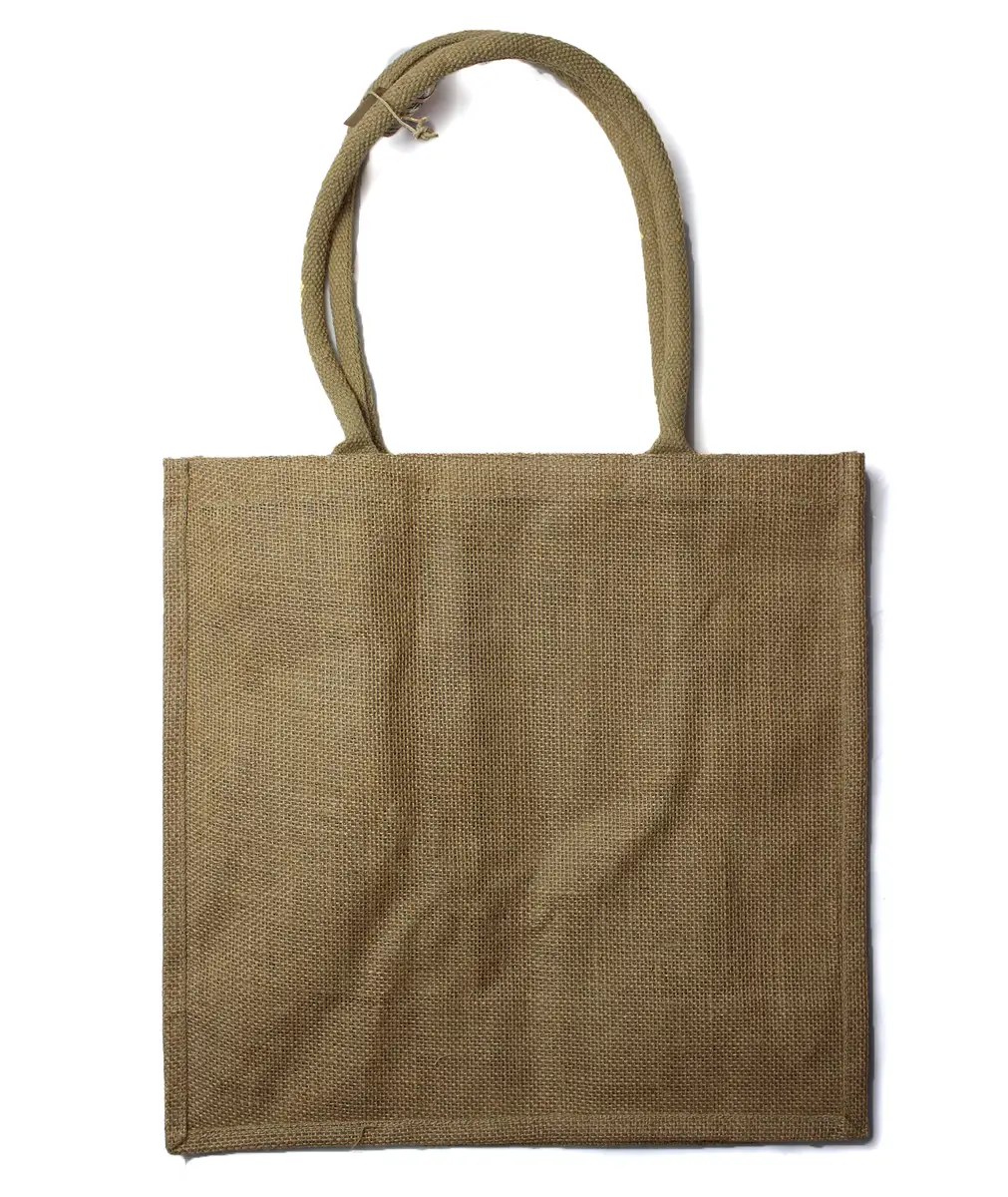 Stor juteshoppingväska i naturfärgat jute med handtag