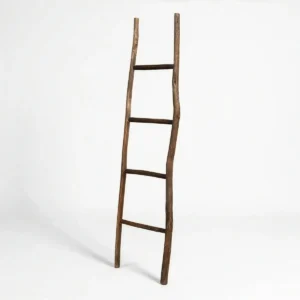 Dekorativ trästege i mörk chokladbrun finish med minimalistisk japansk design