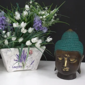 Stor klassisk buddhahuvud i mässing - produktbild 2