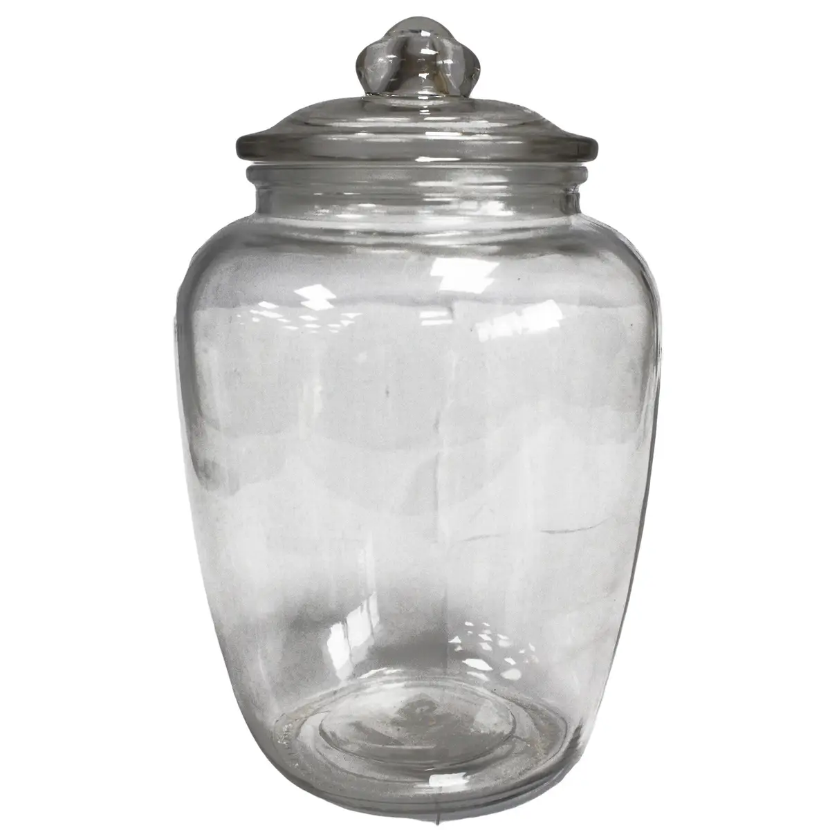 Stor klassisk glasburk med lock i klart glas