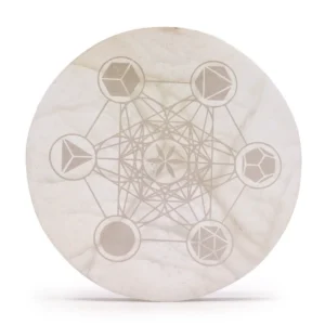 Stor laddningsplatta i selenit med helig geometri 18 cm - produktbild 3