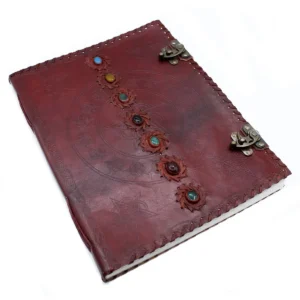 Stor läderanteckningsbok med 7 chakran 25x32,5 cm, 200 sidor - produktbild 4