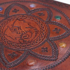 Stor läderanteckningsbok med chakra-stenar och drakmandala 25x34 cm - produktbild 2