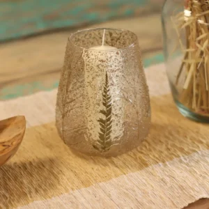 Stor ljushållare i glas med naturligt bladmönster - produktbild 8