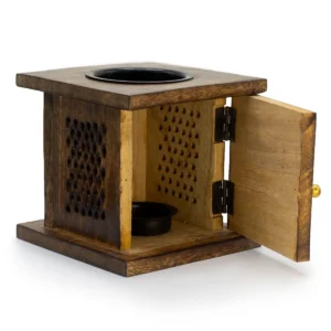 Stor oljebrännare i mangoträ med livets träd-motiv - produktbild 3