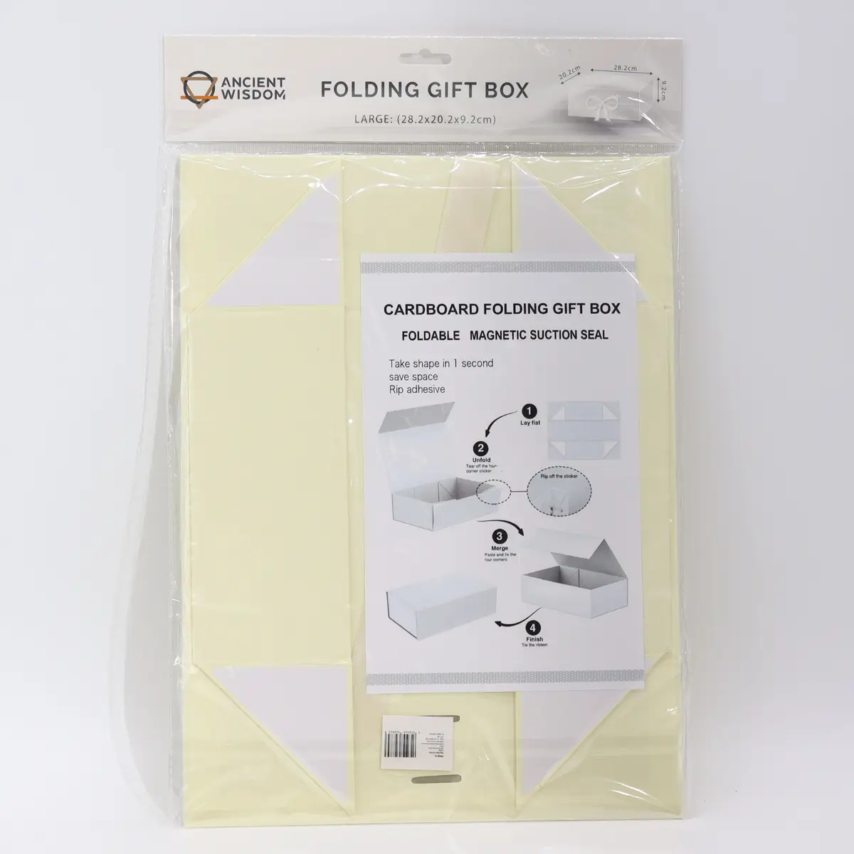 Stor platt presentask med band i elfenbensvit (28,2x20,2x9,2 cm) - produktbild 2