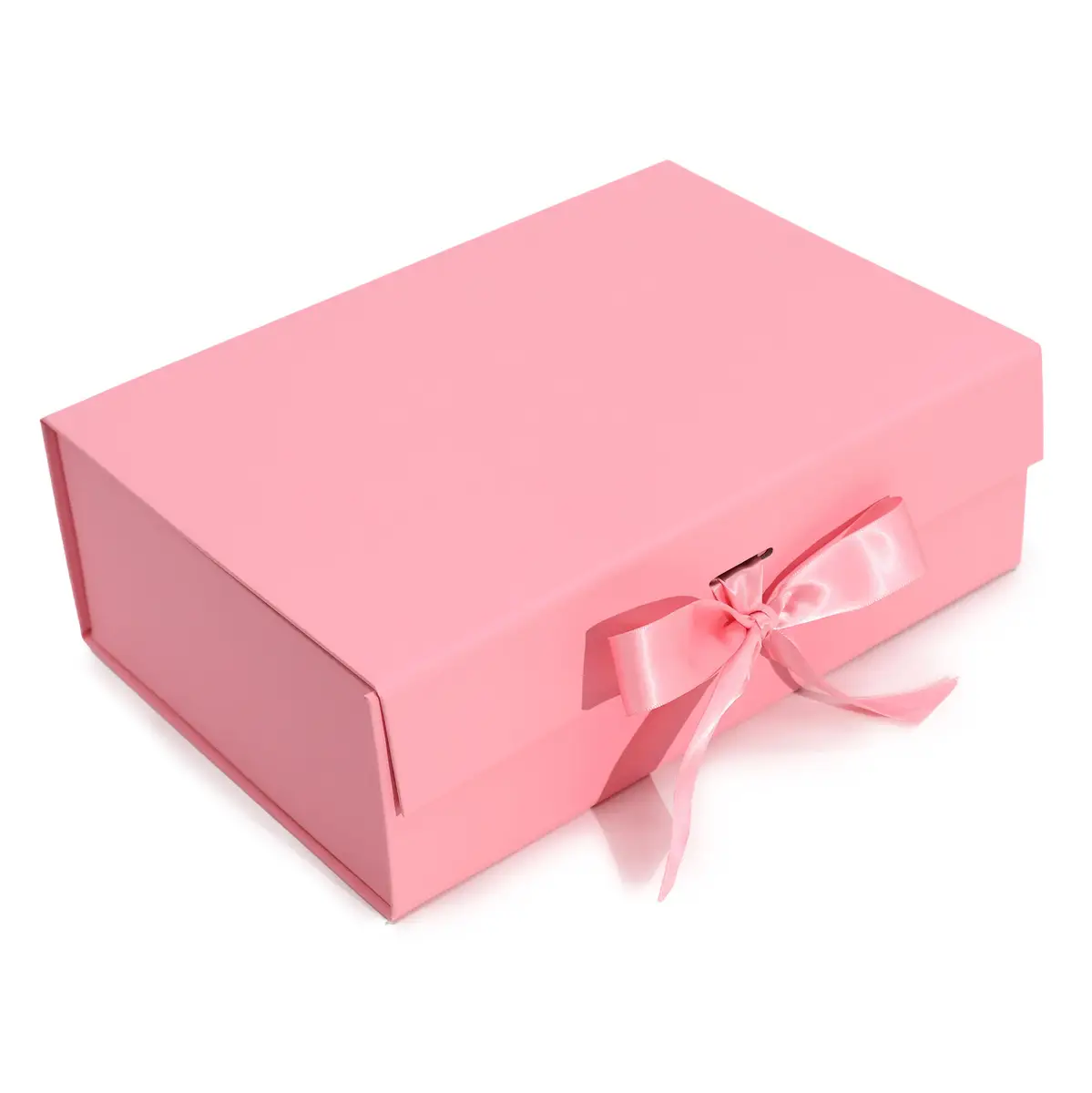 Rosa presentask med band, platt packad, storlek 28,2x20,2x9,2 cm