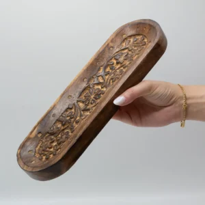Stor rökelsebricka 30x10 cm med blomdekor - produktbild 3