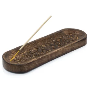 Stor rökelsebricka 30x10 cm med blomdekor - produktbild 4