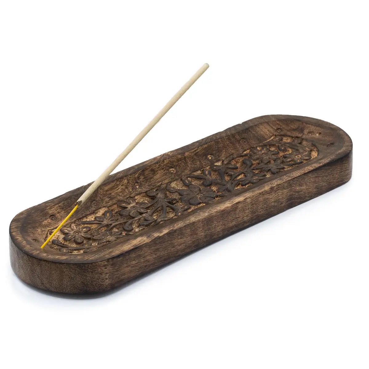 Stor rökelsebricka 30x10 cm med blomdekor - produktbild 4