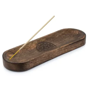 Stor rökelsebricka i trä 30x10 cm med mandalamotiv - produktbild 2