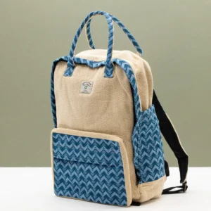 Stor ryggsäck Kathmandu med Dhaka-mönster i bomull och hampa 39x28x13 cm - produktbild 10