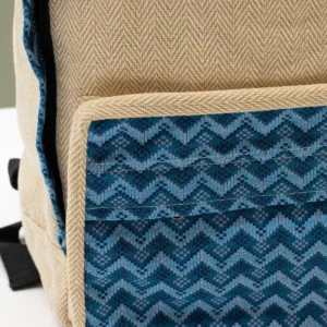 Stor ryggsäck Kathmandu med Dhaka-mönster i bomull och hampa 39x28x13 cm - produktbild 5