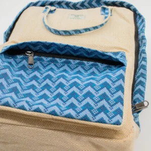 Stor ryggsäck Kathmandu med Dhaka-mönster i bomull och hampa 39x28x13 cm - produktbild 7
