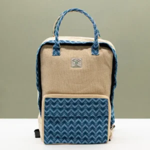Stor ryggsäck Kathmandu med Dhaka-mönster i bomull och hampa 39x28x13 cm - produktbild 9