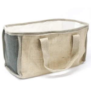 Stor shoppingkorg i jute och bomull 33x18x20 cm kolgrå - produktbild 2