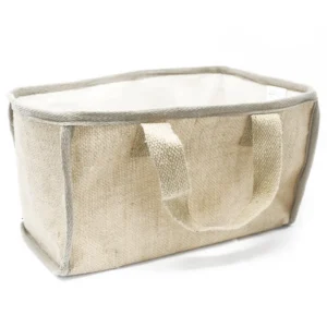 Shoppingkorg i naturlig jute och bomull med handtag, 33x18x20 cm