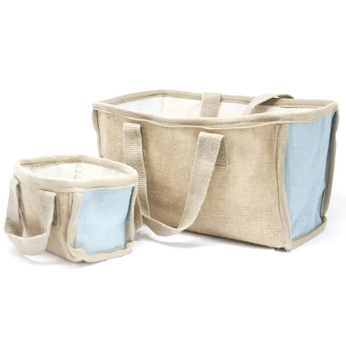 Stor shoppingkorg i jute och bomull 33x18x20 cm natur - produktbild 3