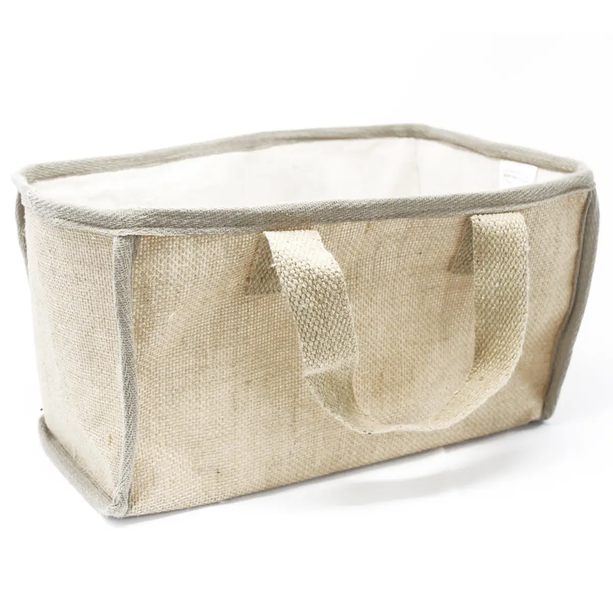 Stor shoppingkorg i jute och bomull 33x18x20 cm natur - produktbild 5