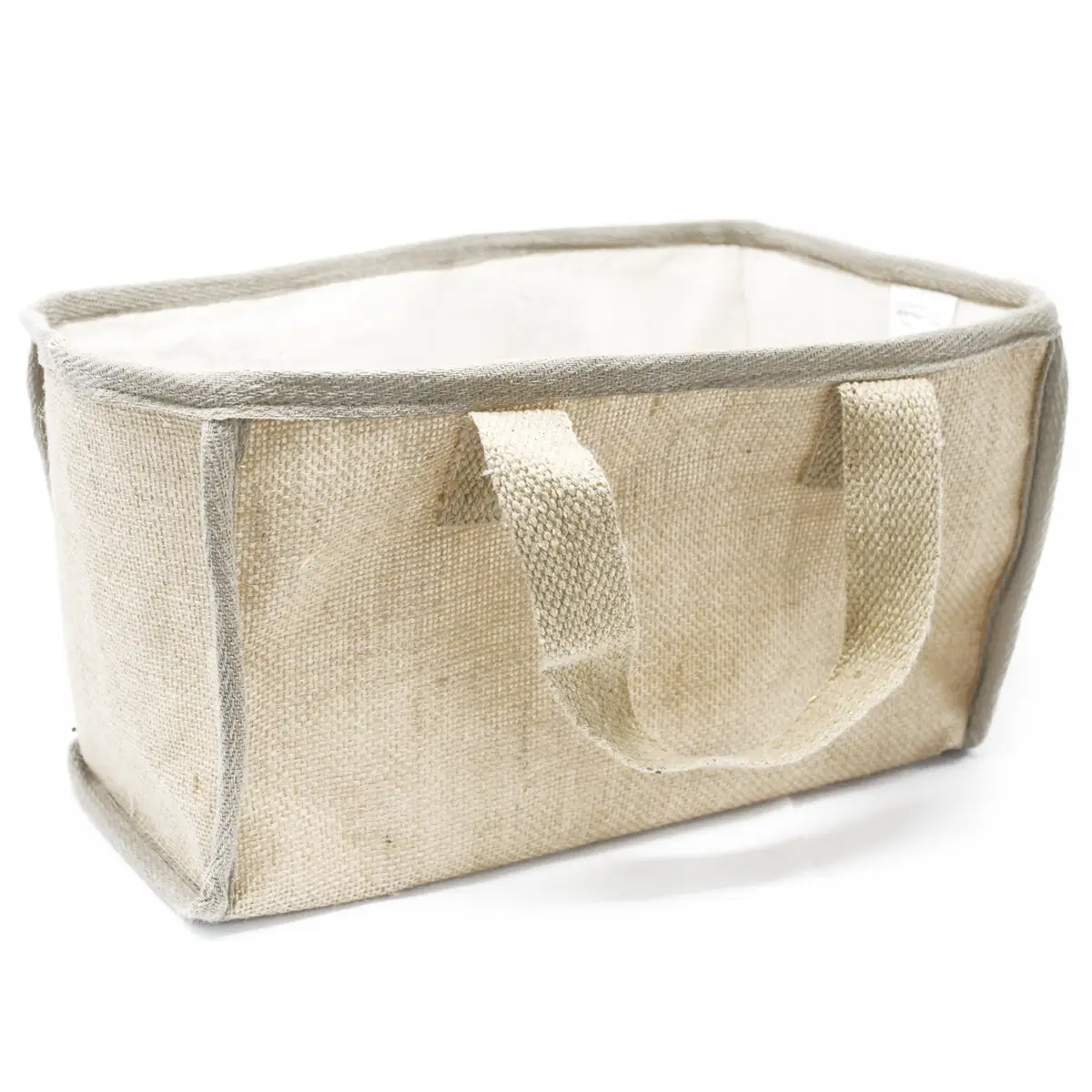 Shoppingkorg i naturlig jute och bomull med handtag, 33x18x20 cm