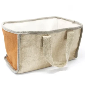 Stor shoppingkorg i jute och bomull 33x18x20 cm turmeric - produktbild 2
