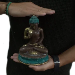 Stor sittande Buddha i mässing - produktbild 3