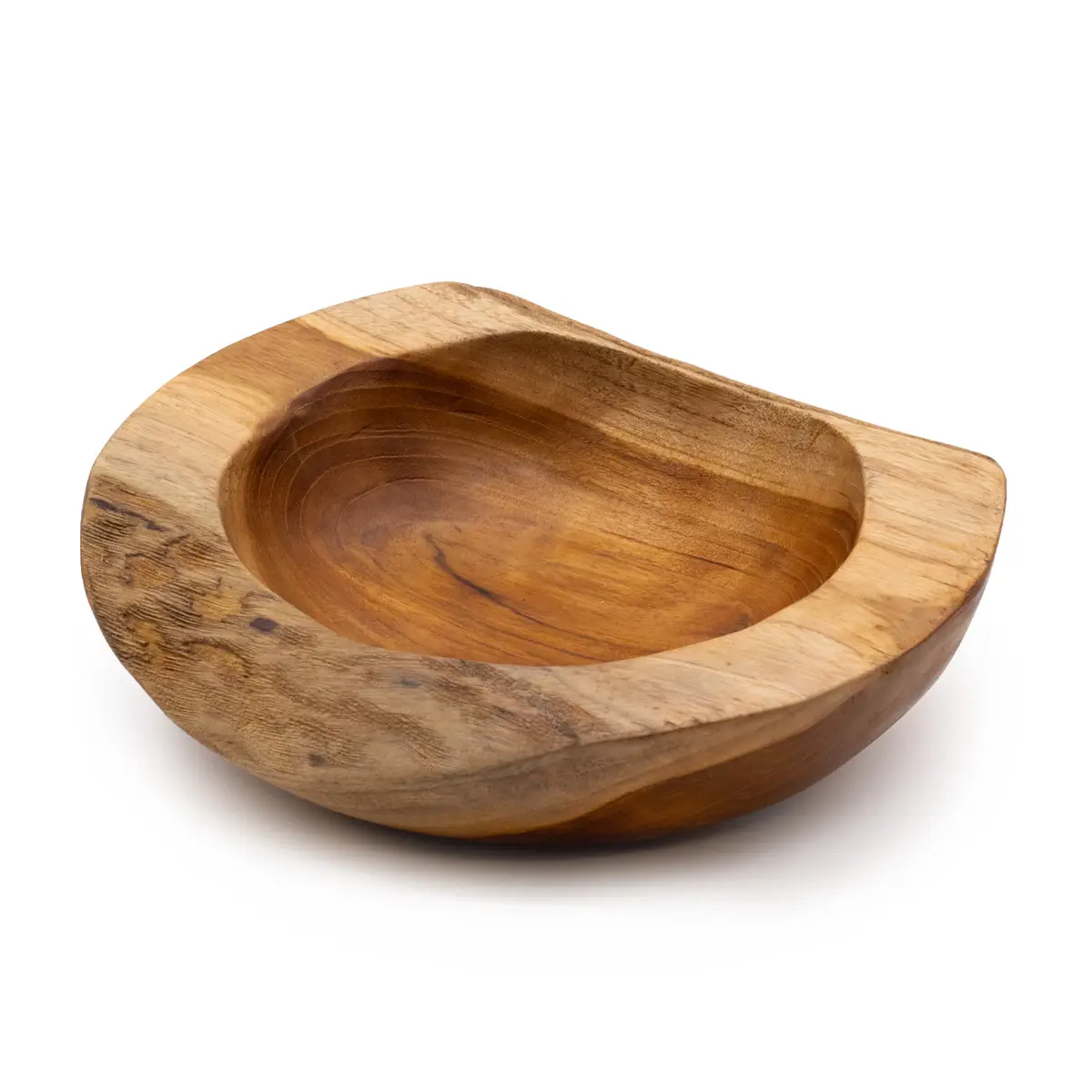 Stor skål i teakträ med naturlig form 25x7 cm - produktbild 2