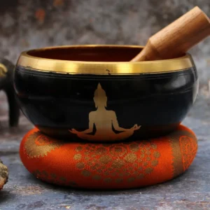 Stor tibetansk klangskål med buddha-motiv 14 cm - produktbild 2
