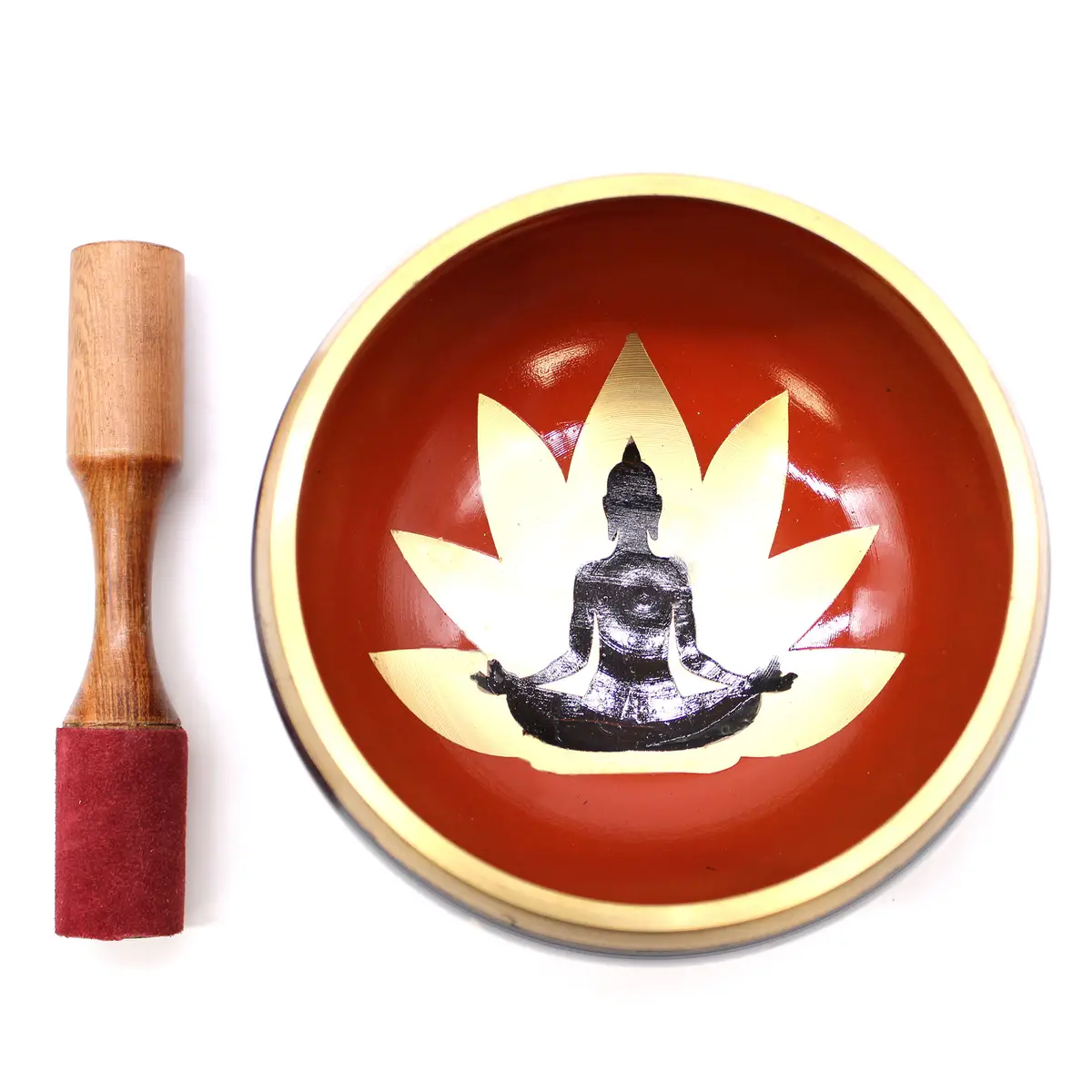 Stor tibetansk klangskål med buddha-motiv 14 cm - produktbild 4