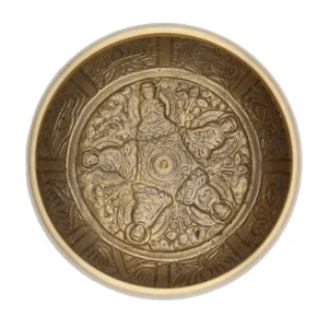 Stor tibetansk klangskål med Buddha-motiv - produktbild 3
