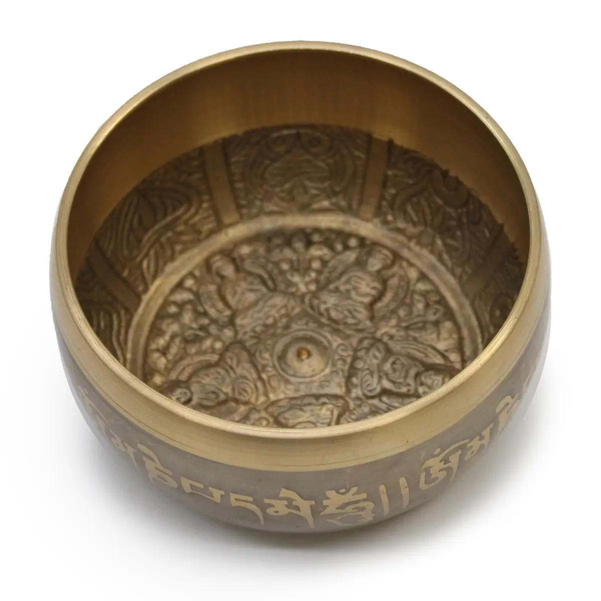 Stor tibetansk klangskål med Buddha-motiv - produktbild 4