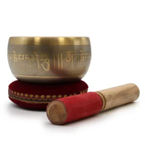 Stor tibetansk klangskål med Buddha-motiv - produktbild 5