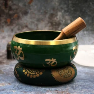 Stor tibetansk klangskål med Livets träd-motiv, grön 14 cm - produktbild 5