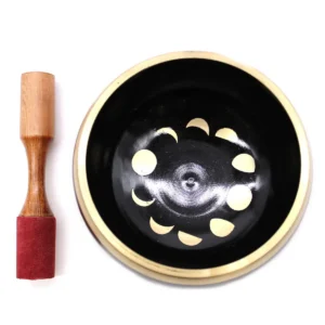 Stor tibetansk klangskål med månfasmotiv, svart 14 cm - produktbild 2