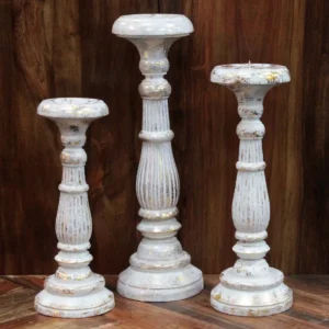 Stor vintage ljusstake i vitt och guld - produktbild 5
