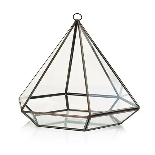 Stort glasterrarium i diamantform med järnram - produktbild 4