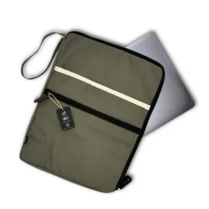 Stort laptopfodral i canvas olivgrönt 30x40 cm - produktbild 2