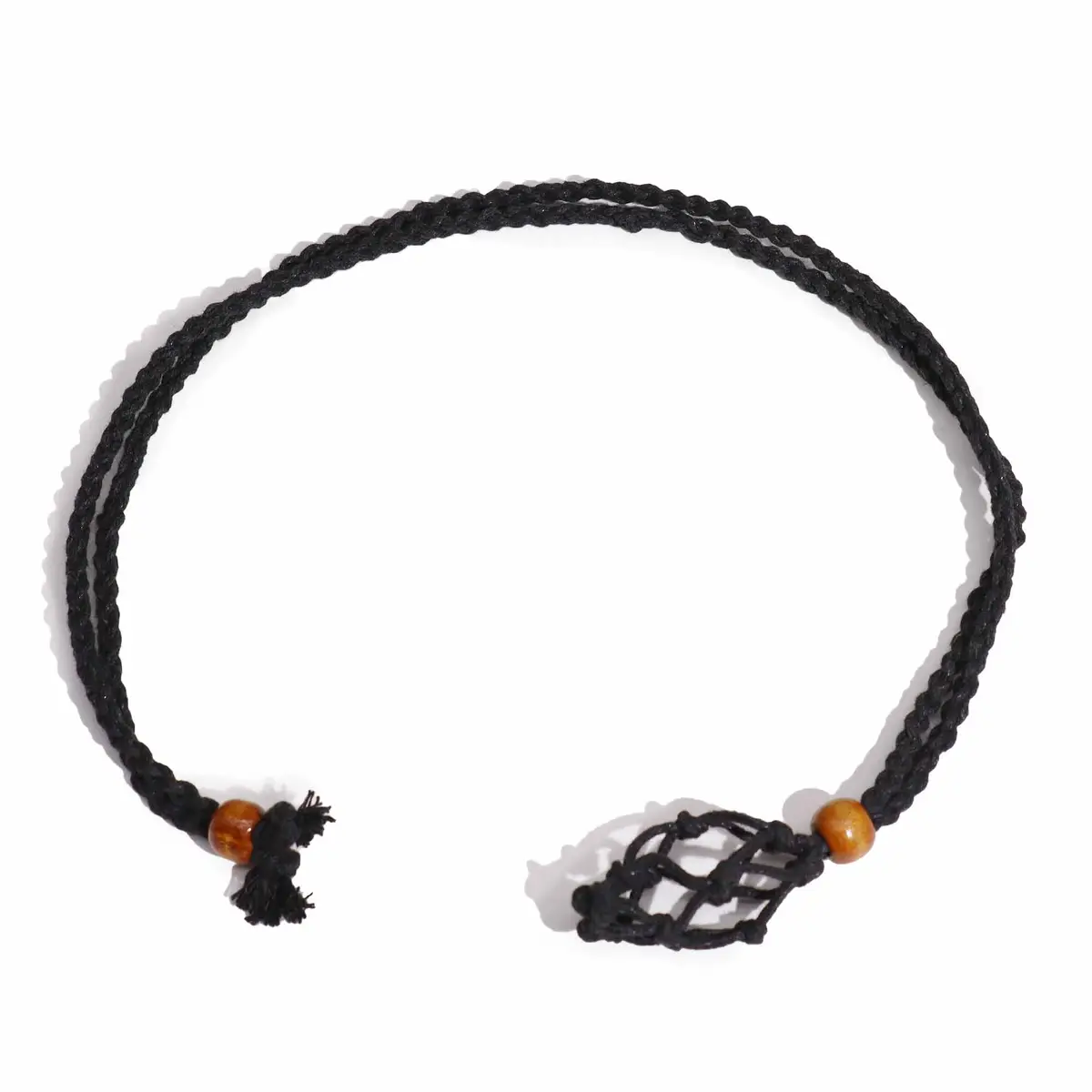 Svart halsband med kristall- och ädelstensband 45 cm - produktbild 2