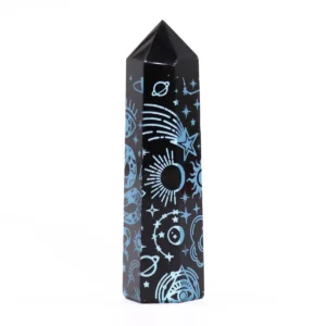Svart obsidianspets med blå stjärnmotiv cirka 9 cm - produktbild 4